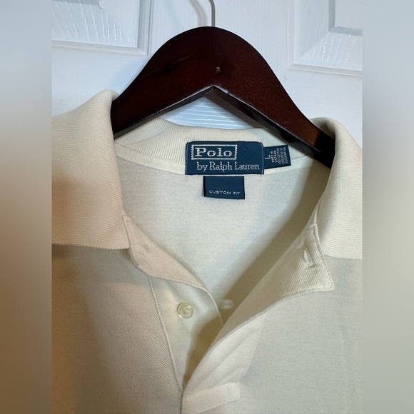 POLO by RALPH LAUREN, size large men’s, cream/ brown polo, excellent condition - Picture 3 of 3